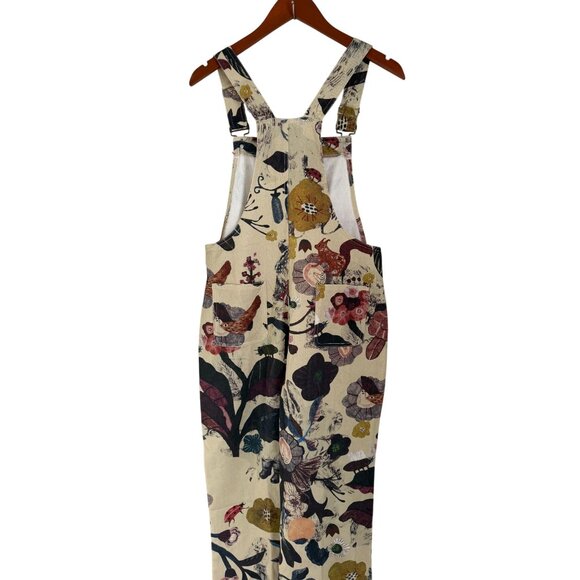 Floral Wide-Leg Bib Overalls By White Stuff With Adjustable Straps & Pocket Desi - Picture 8 of 10